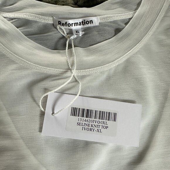 NWT Reformation Seline Knit Top Ivory L Deadstock Sheer Lightweight Long Sleeve - Picture 7 of 8